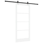Skyvedør Hvit 93 X 211 Cm Massivt Furutre Og Glass