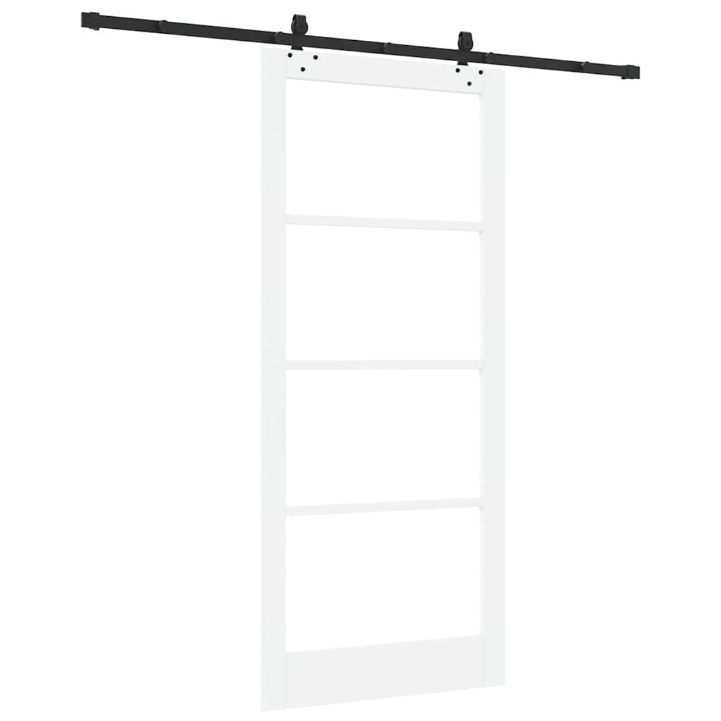 Skyvedør Hvit 93 X 211 Cm Massivt Furutre Og Glass