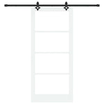 Skyvedør Hvit 93 X 211 Cm Massivt Furutre Og Glass
