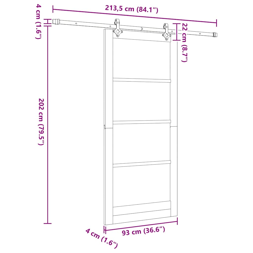 Skyvedør Hvit 93 X 211 Cm Massivt Furutre Og Glass