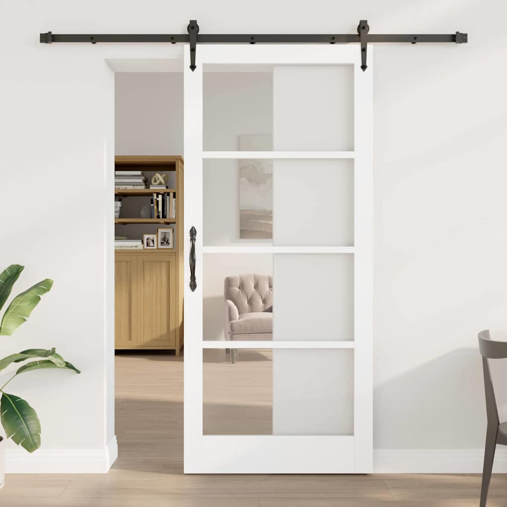 Skyvedør Orkdal Hvit 93 X 211 Cm Massivt Furutre Og Glass