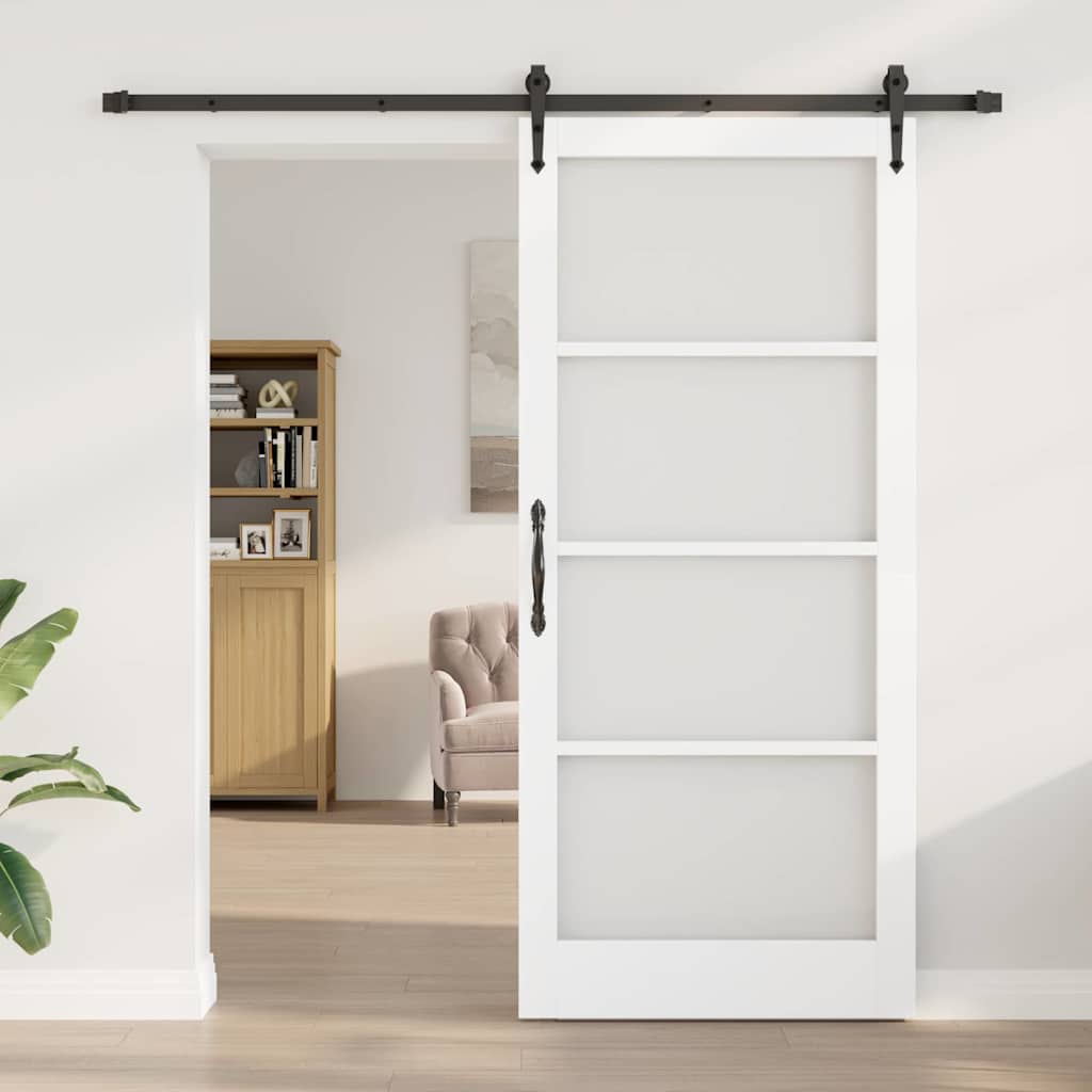 Skyvedør Orkdal Hvit 93 X 211 Cm Massivt Furutre Og Glass
