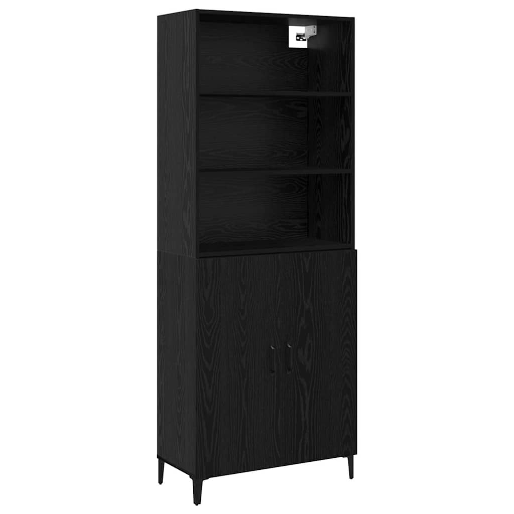 Høyskap Svart Eik 69,5 X 32,5 X 180 Cm Konstruert Tre