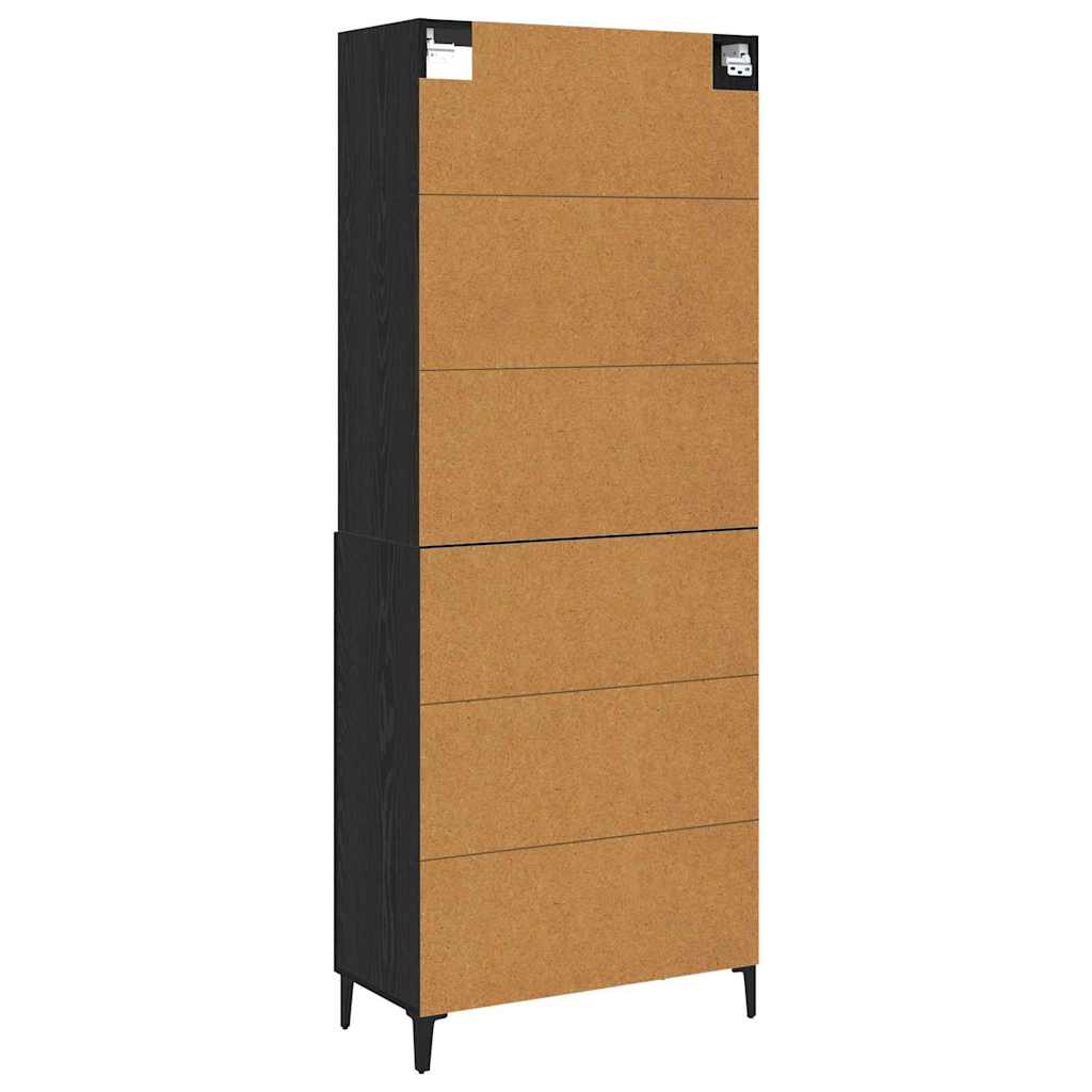 Høyskap Svart Eik 69,5 X 32,5 X 180 Cm Konstruert Tre