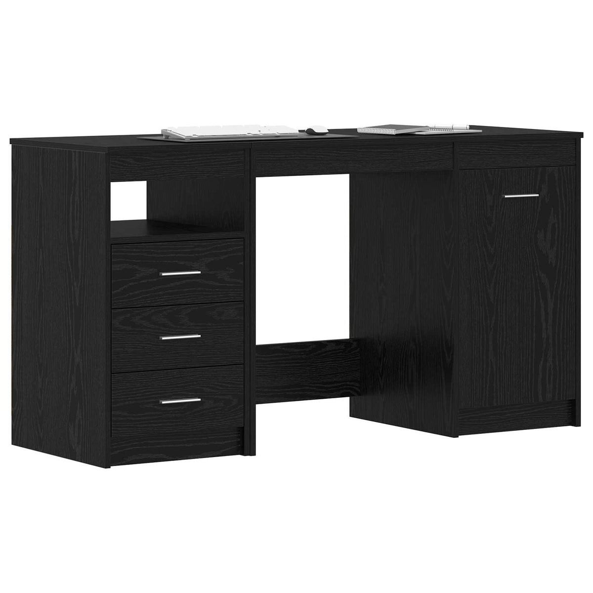 Skrivebord 2 Pcs Svart Eik 140 X 50 X 76 Cm Konstruert Tre
