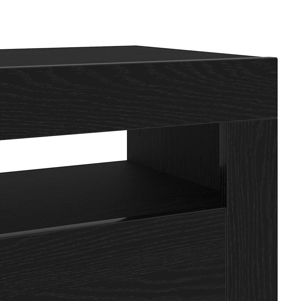 Nattbordskap Svart Eik 60 X 35 X 40 Cm Konstruert Tre
