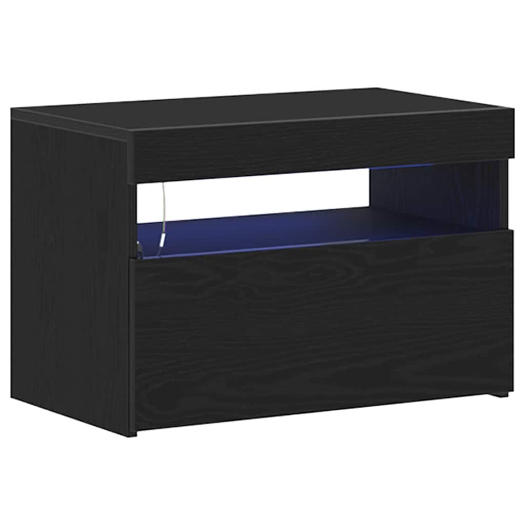 Nattbordskap Svart Eik 60 X 35 X 40 Cm Konstruert Tre