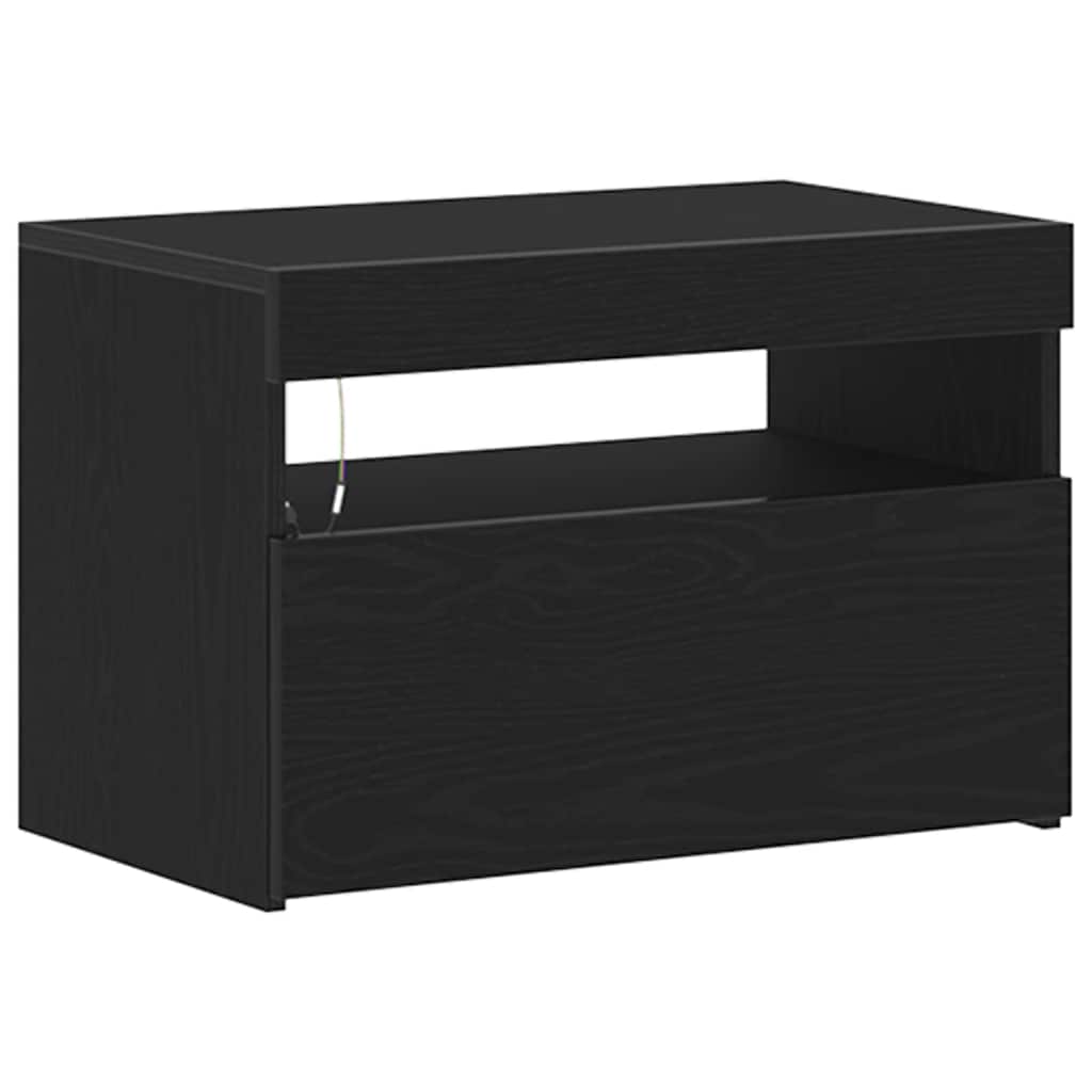 Nattbordskap Svart Eik 60 X 35 X 40 Cm Konstruert Tre