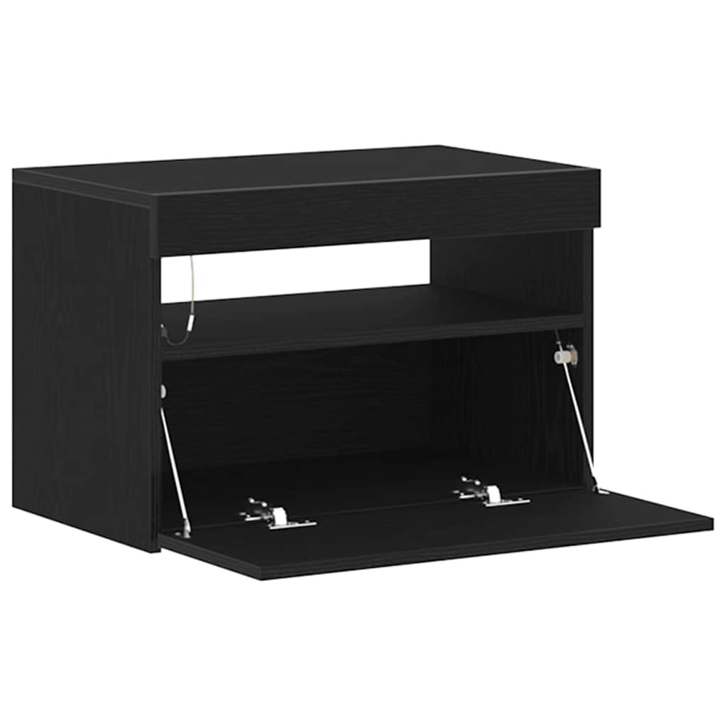 Nattbordskap Svart Eik 60 X 35 X 40 Cm Konstruert Tre