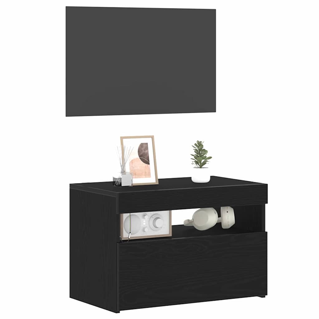Nattbordskap Svart Eik 60 X 35 X 40 Cm Konstruert Tre