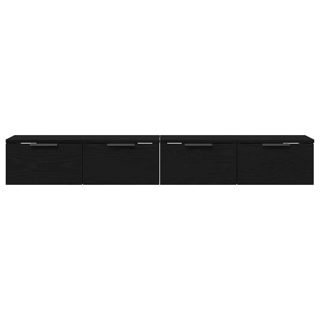 Vegghengt Skap 2 Pcs Svart Eik 68 X 30 X 20 Cm Konstruert Tre