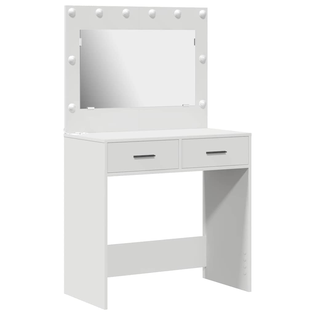 Sminkebord Med Speillys Hvit 78,5 X 41 X 135 Cm Konstruert Tre