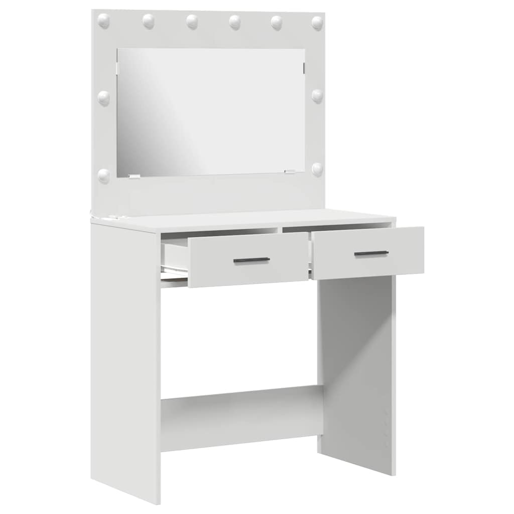 Sminkebord Med Speillys Hvit 78,5 X 41 X 135 Cm Konstruert Tre