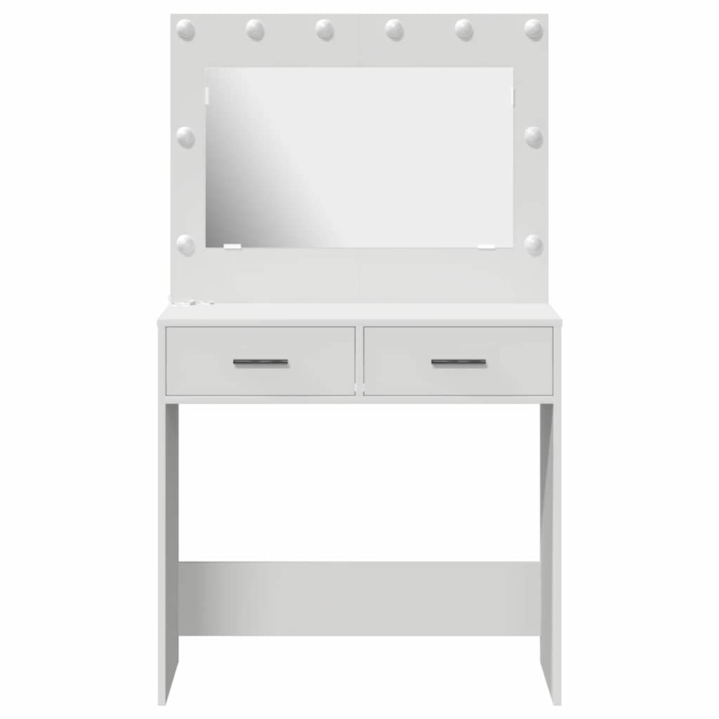Sminkebord Med Speillys Hvit 78,5 X 41 X 135 Cm Konstruert Tre