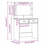 Sminkebord Svart Eik 78,5 X 41 X 135 Cm Konstruert Tre