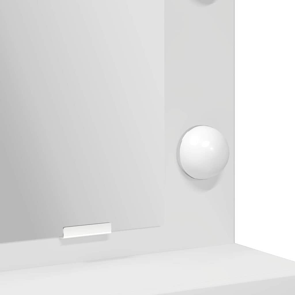 Sminkebord Med Speillys Hvit 79 X 41 X 135 Cm Konstruert Tre
