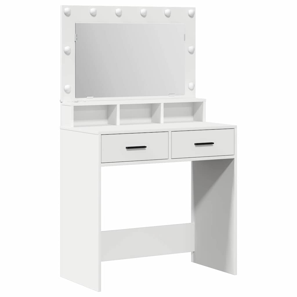 Sminkebord Med Speillys Hvit 79 X 41 X 135 Cm Konstruert Tre