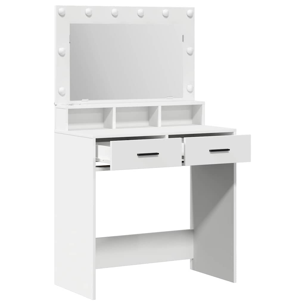 Sminkebord Med Speillys Hvit 79 X 41 X 135 Cm Konstruert Tre