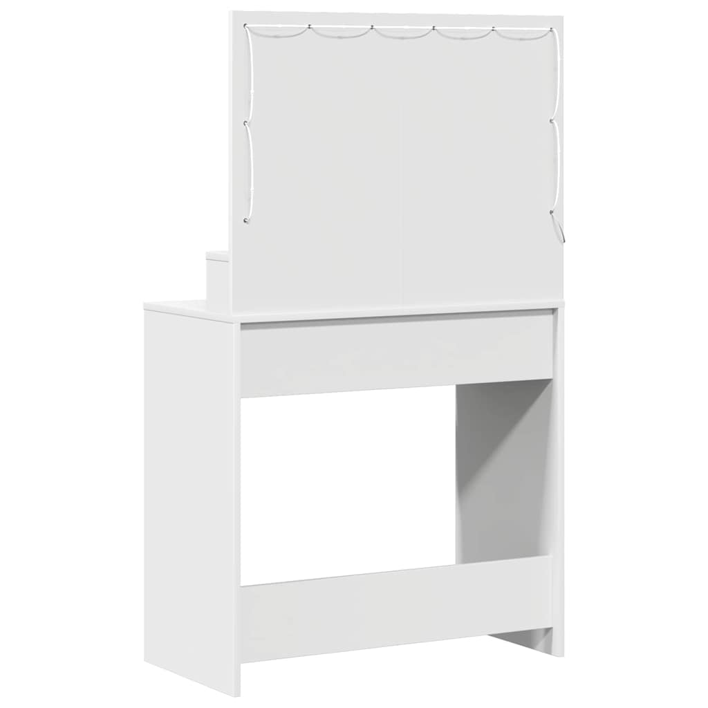 Sminkebord Med Speillys Hvit 79 X 41 X 135 Cm Konstruert Tre