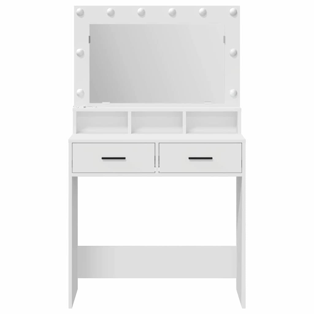 Sminkebord Med Speillys Hvit 79 X 41 X 135 Cm Konstruert Tre