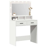 Sminkebord Med Speillys Hvit 79 X 41 X 135 Cm Konstruert Tre