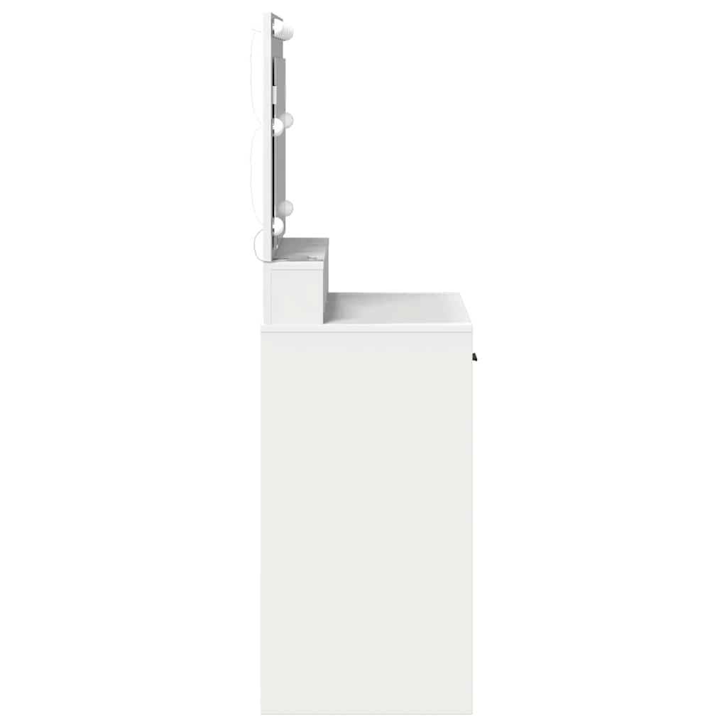 Sminkebord Med Speillys Hvit 79 X 41 X 135 Cm Konstruert Tre