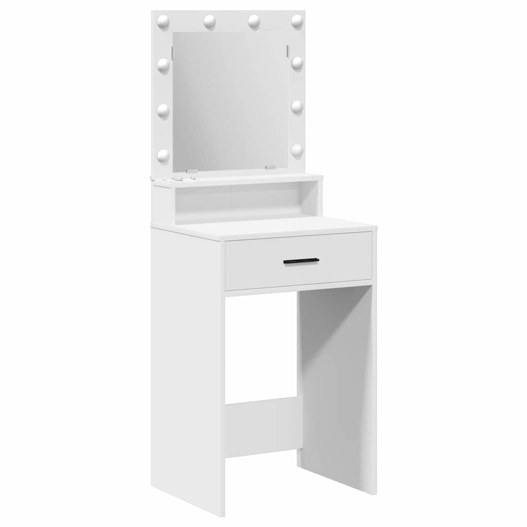 Sminkebord Med Speillys Hvit 50 X 41 X 135 Cm Konstruert Tre