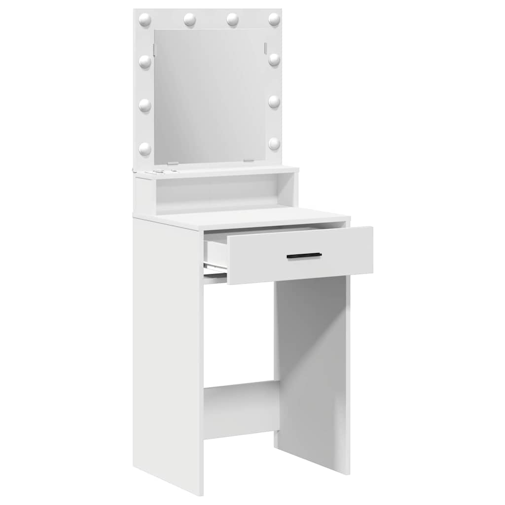 Sminkebord Med Speillys Hvit 50 X 41 X 135 Cm Konstruert Tre