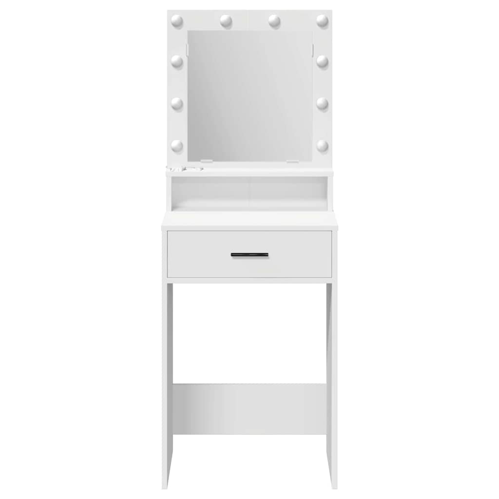 Sminkebord Med Speillys Hvit 50 X 41 X 135 Cm Konstruert Tre
