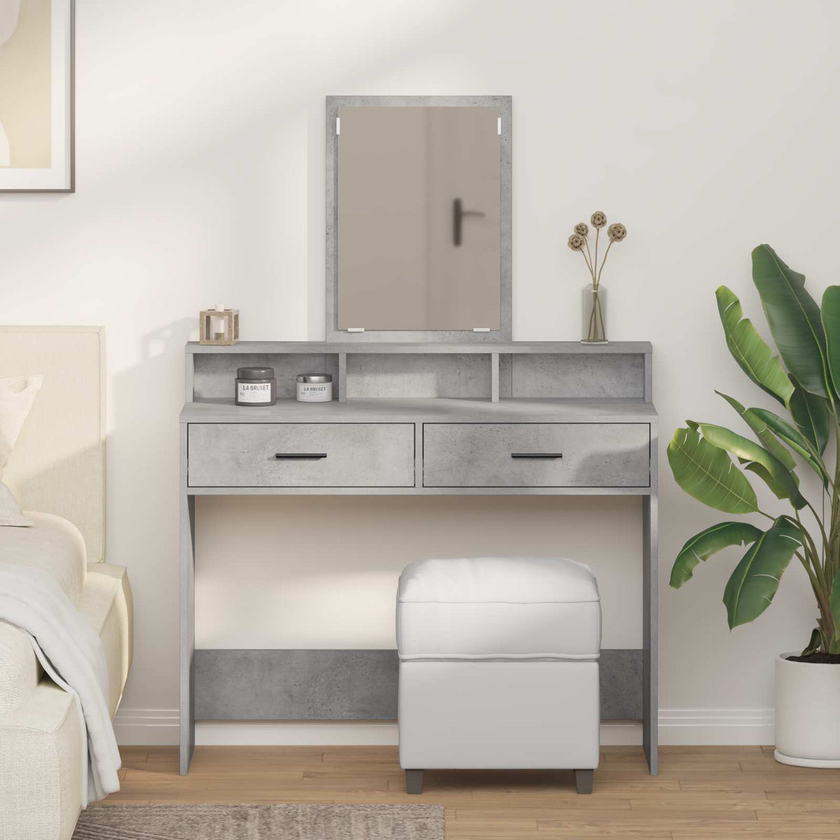 Sminkebord Med Skuff Betonggrå 100 X 41 X 140 Cm Konstruert Tre