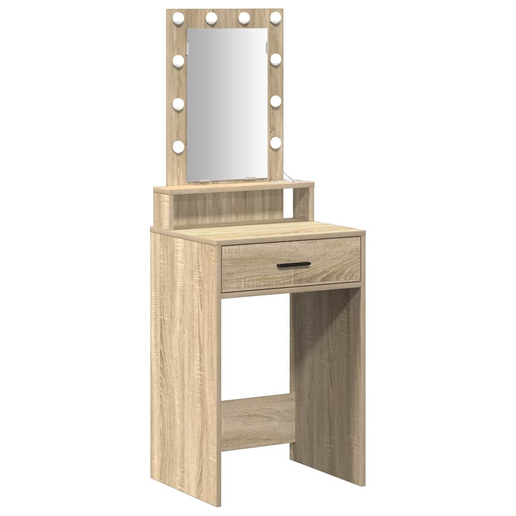 Sminkebord Med Speillys Brun 50 X 41 X 140 Cm Konstruert Tre