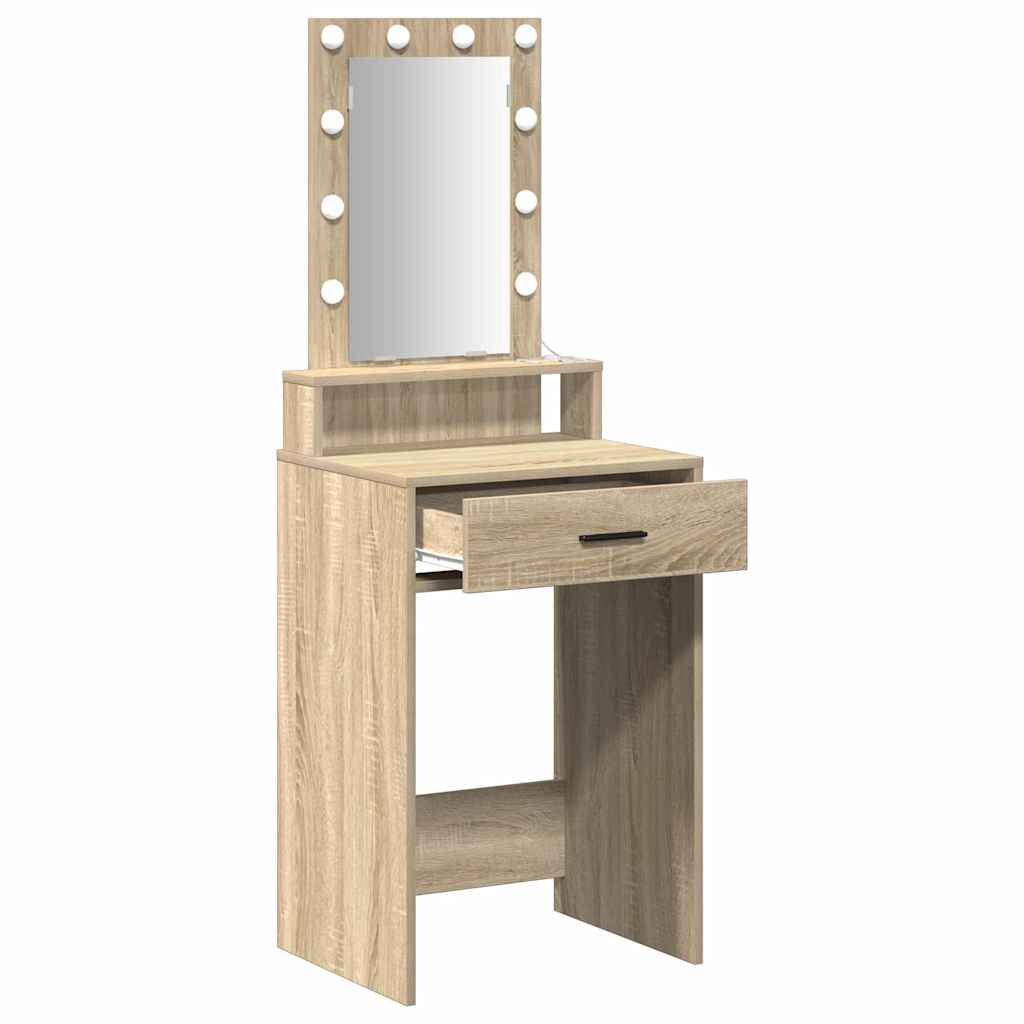 Sminkebord Med Speillys Brun 50 X 41 X 140 Cm Konstruert Tre