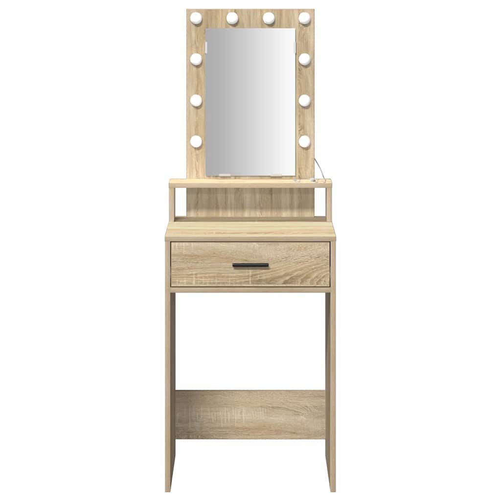 Sminkebord Med Speillys Brun 50 X 41 X 140 Cm Konstruert Tre