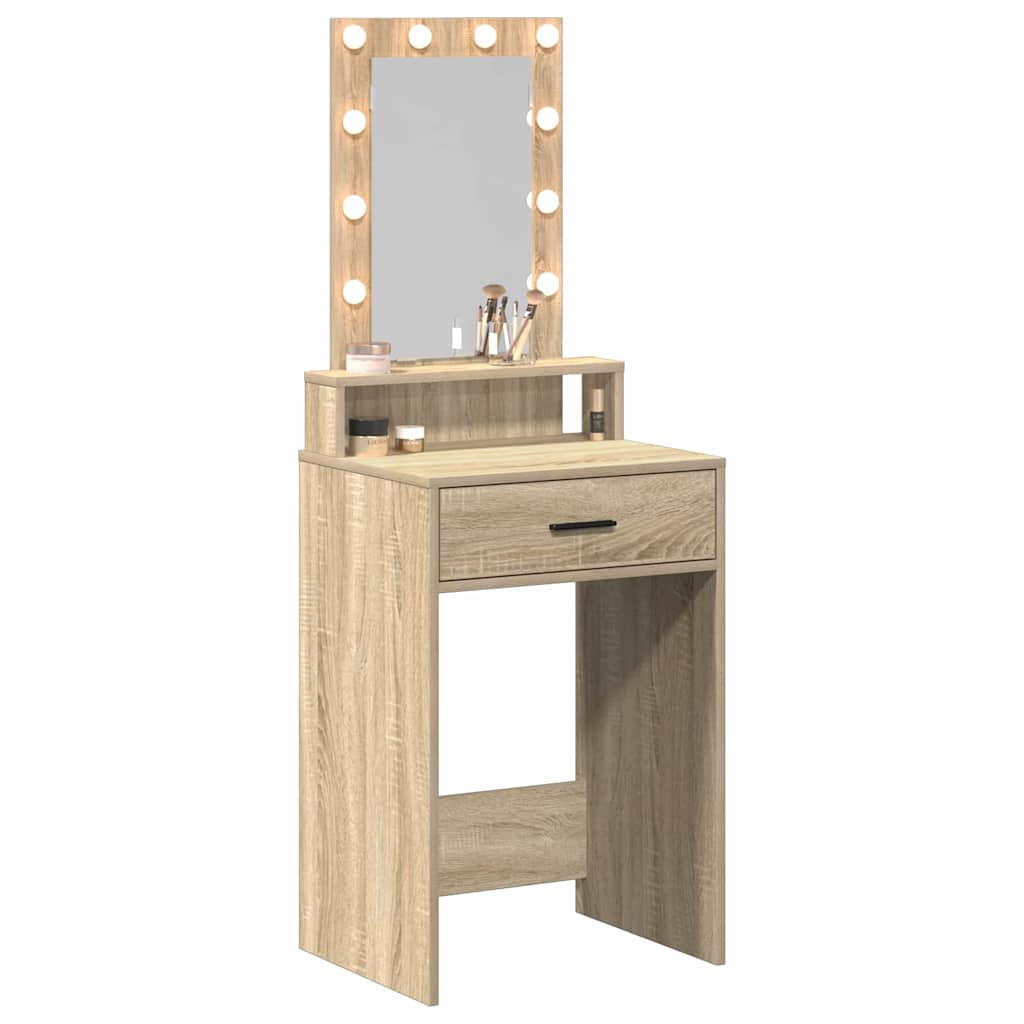 Sminkebord Med Speillys Brun 50 X 41 X 140 Cm Konstruert Tre