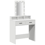 Sminkebord Med Speillys Hvit 79 X 41 X 140 Cm Konstruert Tre