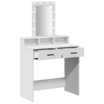 Sminkebord Med Speillys Hvit 79 X 41 X 140 Cm Konstruert Tre
