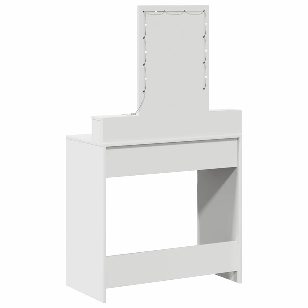 Sminkebord Med Speillys Hvit 79 X 41 X 140 Cm Konstruert Tre