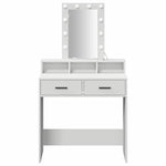 Sminkebord Med Speillys Hvit 79 X 41 X 140 Cm Konstruert Tre