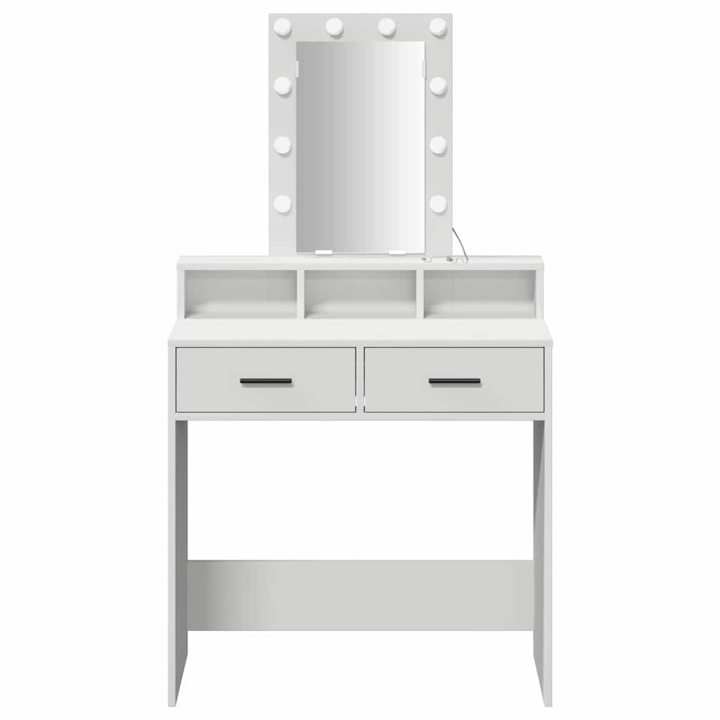 Sminkebord Med Speillys Hvit 79 X 41 X 140 Cm Konstruert Tre