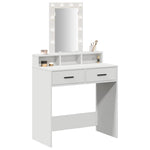 Sminkebord Med Speillys Hvit 79 X 41 X 140 Cm Konstruert Tre