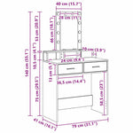 Sminkebord Med Speillys Hvit 79 X 41 X 140 Cm Konstruert Tre