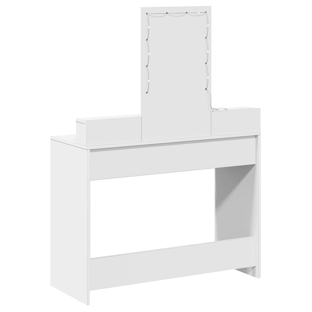 Sminkebord Med Speillys Hvit 100 X 41 X 140 Cm Konstruert Tre