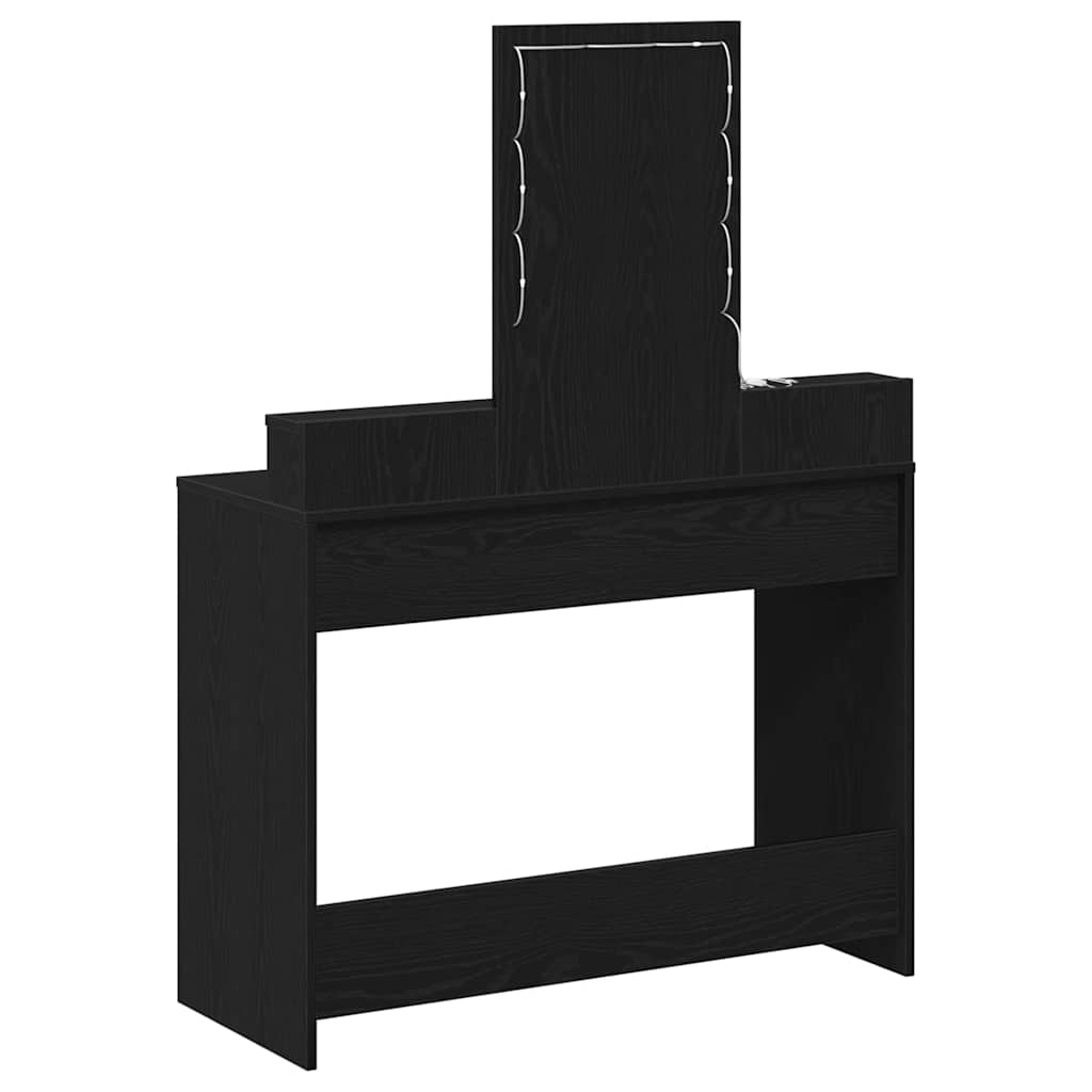 Sminkebord Med Speillys Svart 100 X 41 X 140 Cm Konstruert Tre