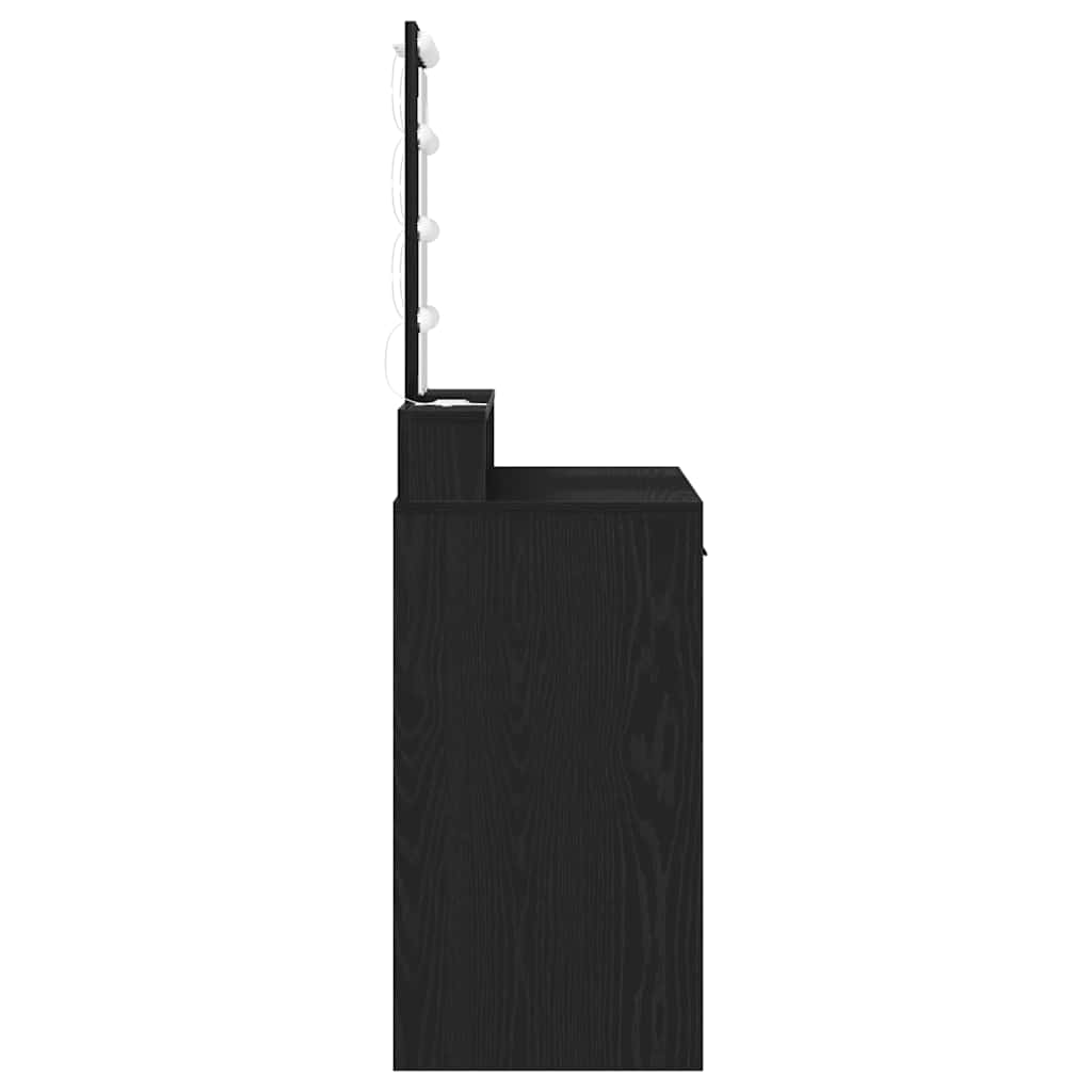 Sminkebord Med Speillys Svart 100 X 41 X 140 Cm Konstruert Tre