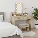 Sminkebord Med Speillys Brun 100 X 41 X 140 Cm Konstruert Tre
