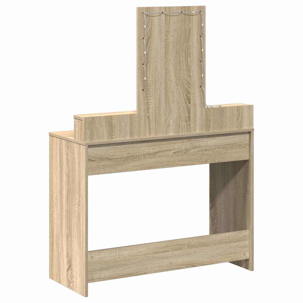 Sminkebord Med Speillys Brun 100 X 41 X 140 Cm Konstruert Tre