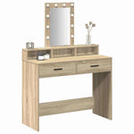 Sminkebord Med Speillys Brun 100 X 41 X 140 Cm Konstruert Tre