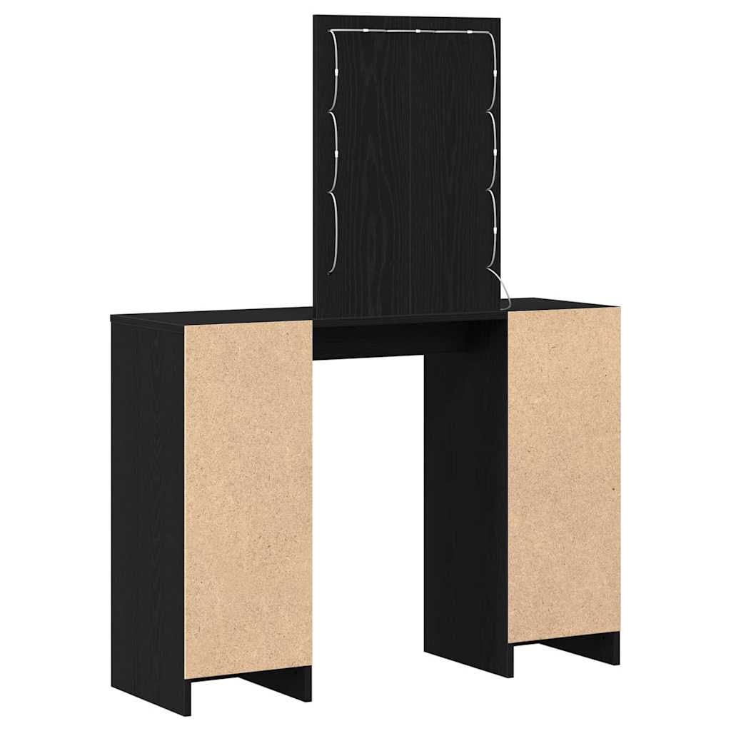 Sminkebord Med Speillys Svart 102 X 33 X 135 Cm Konstruert Tre