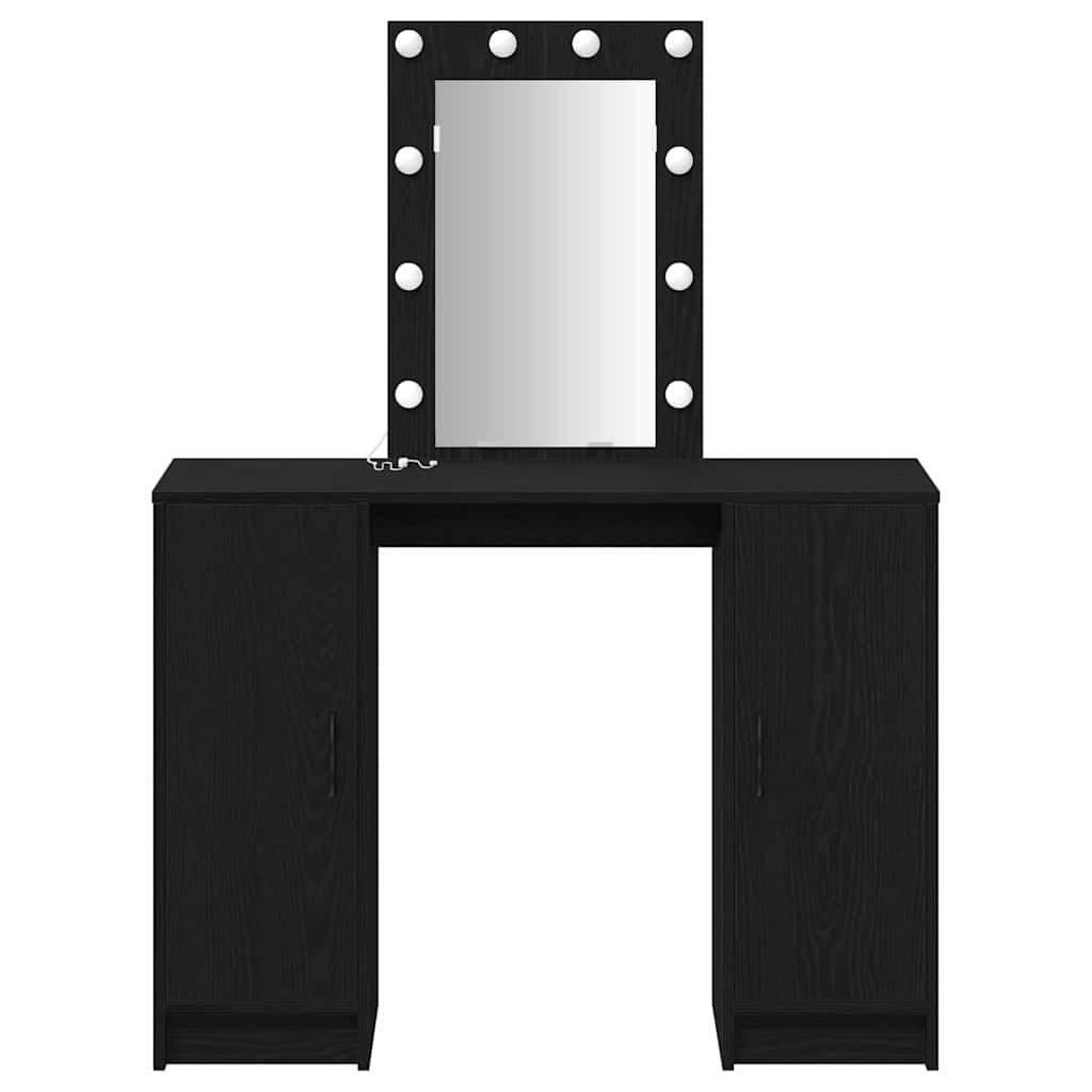 Sminkebord Med Speillys Svart 102 X 33 X 135 Cm Konstruert Tre
