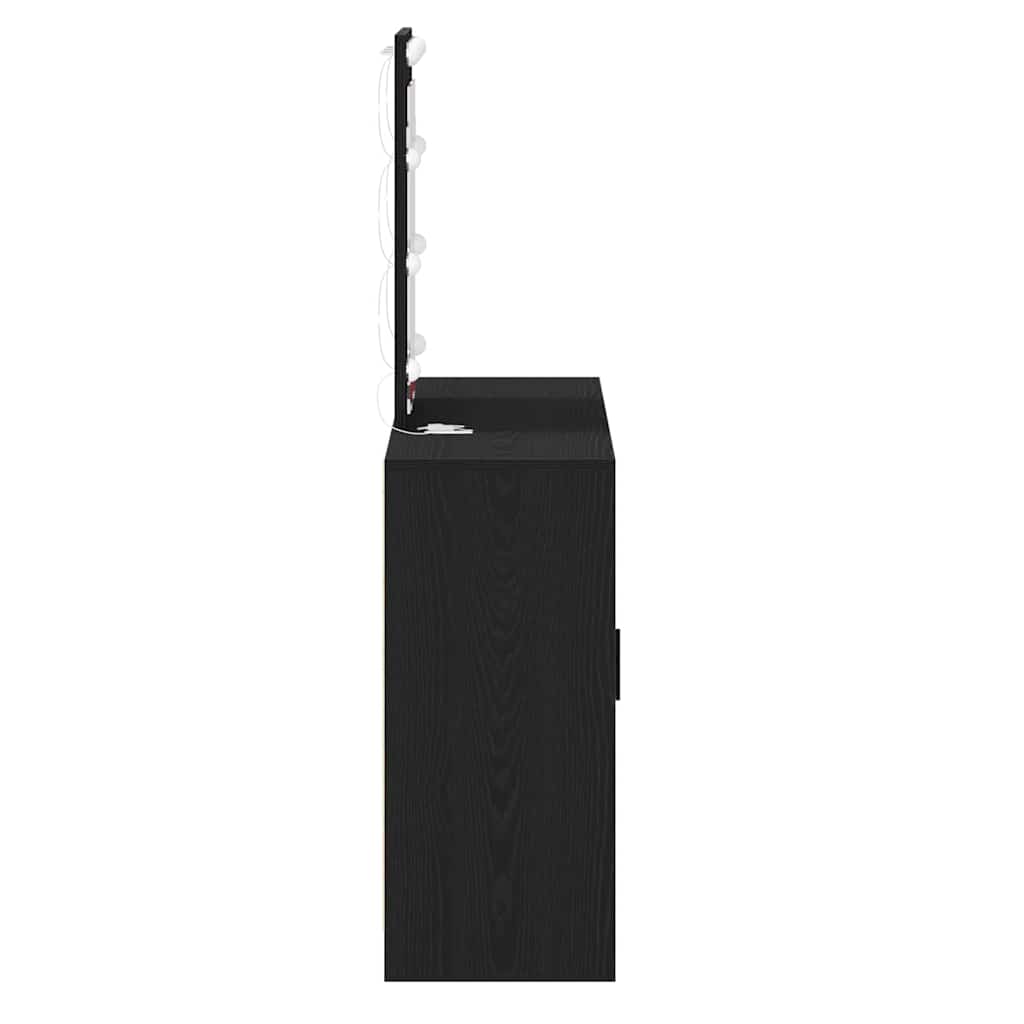 Sminkebord Med Speillys Svart 102 X 33 X 135 Cm Konstruert Tre